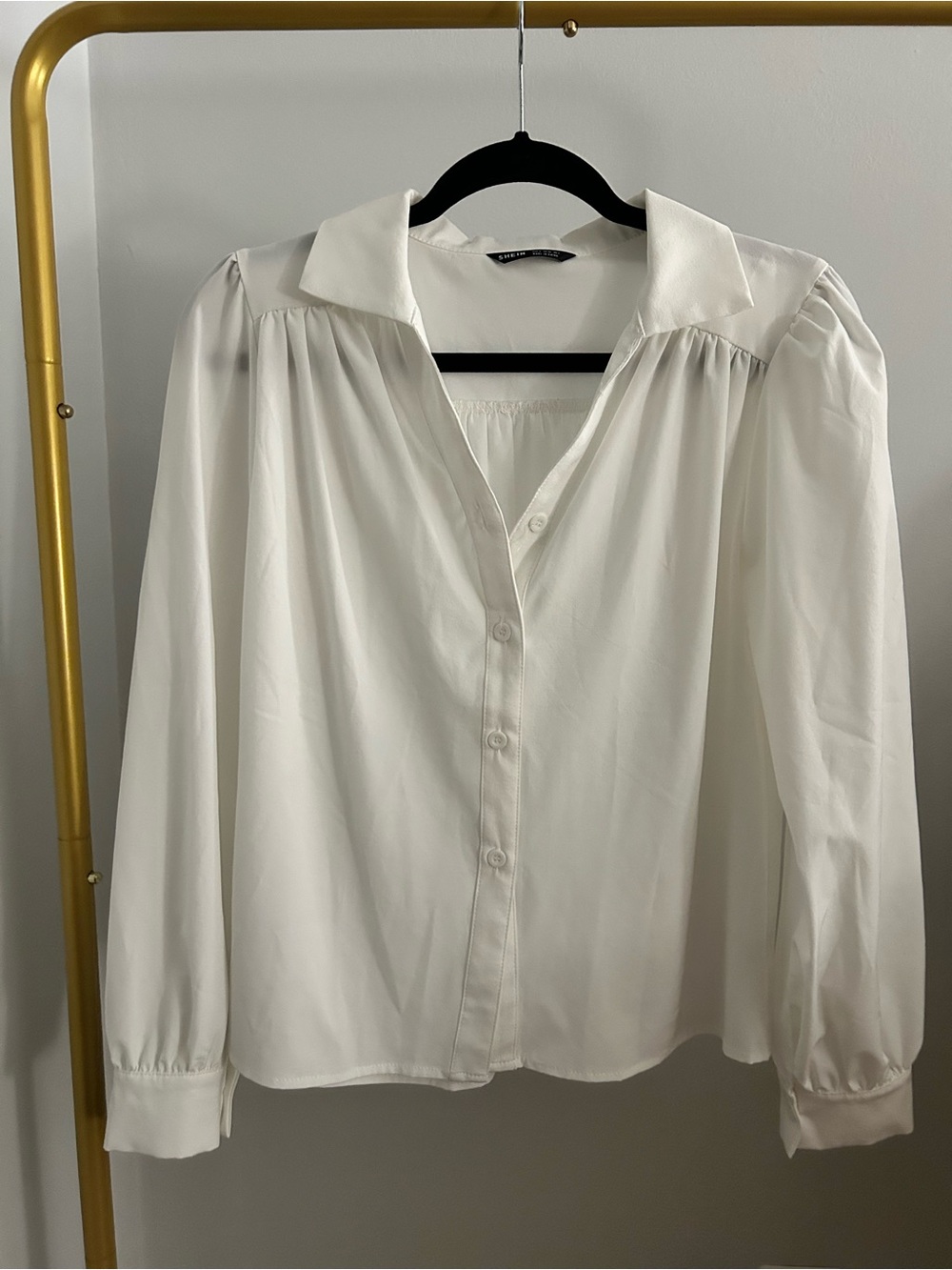 NWOT SHEIN White Satin Button Front Blouse S